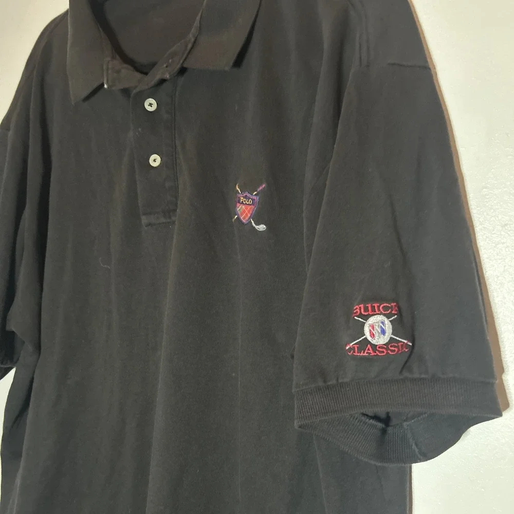 Ralph Lauren Polo Shirt Mens Large Black Solid Pony Short Sleeve Polo‎ Golf